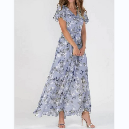 👗Robe longue à manches courtes avec imprimé floral - 🔥49% de réduction sur le prix spécial !