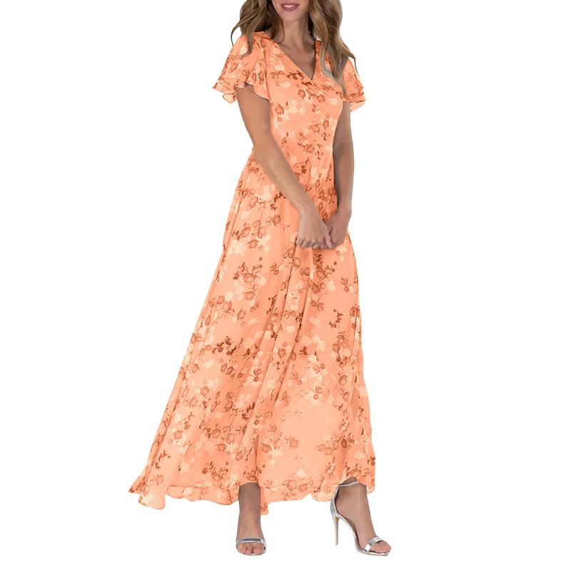 👗Robe longue à manches courtes avec imprimé floral - 🔥49% de réduction sur le prix spécial !