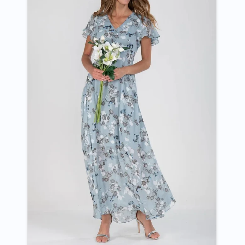 👗Robe longue à manches courtes avec imprimé floral - 🔥49% de réduction sur le prix spécial !