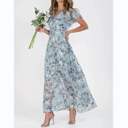 👗Robe longue à manches courtes avec imprimé floral - 🔥49% de réduction sur le prix spécial !