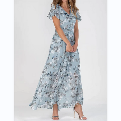 👗Robe longue à manches courtes avec imprimé floral - 🔥49% de réduction sur le prix spécial !