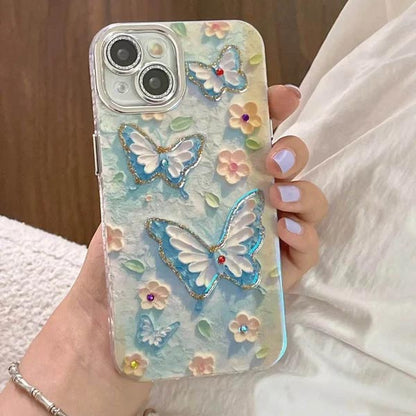 🌼Coque téléphone peinture à l'huile fleur papillon (Pour Iphone)