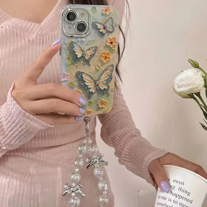 🌼Coque téléphone peinture à l'huile fleur papillon (Pour Iphone)