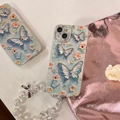 🌼Coque téléphone peinture à l'huile fleur papillon (Pour Iphone)