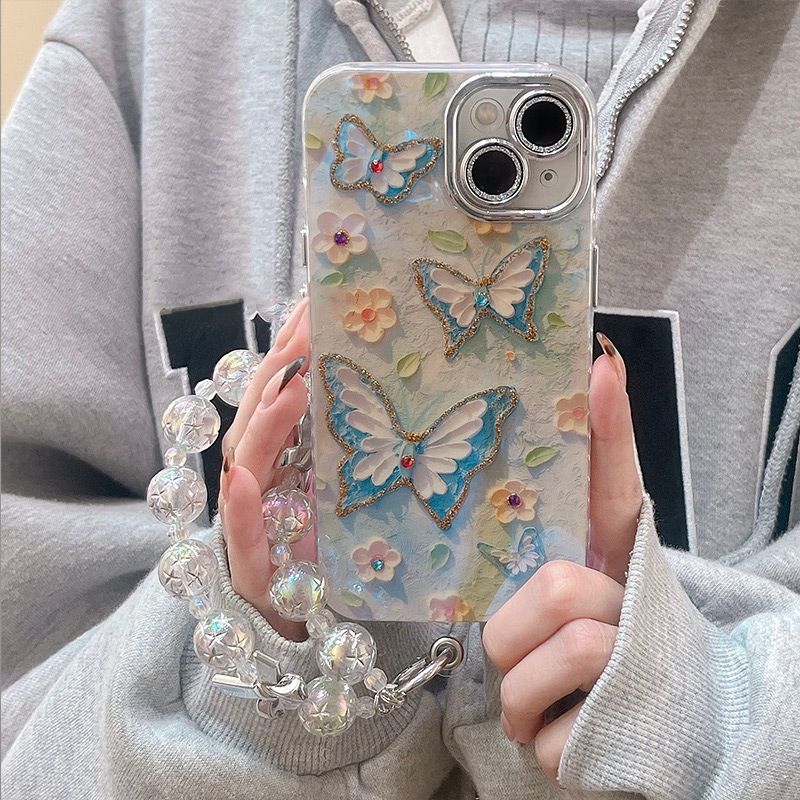 🌼Coque téléphone peinture à l'huile fleur papillon (Pour Iphone)