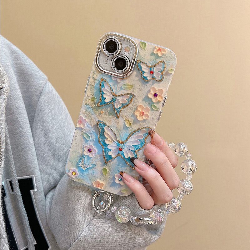 🌼Coque téléphone peinture à l'huile fleur papillon (Pour Iphone)