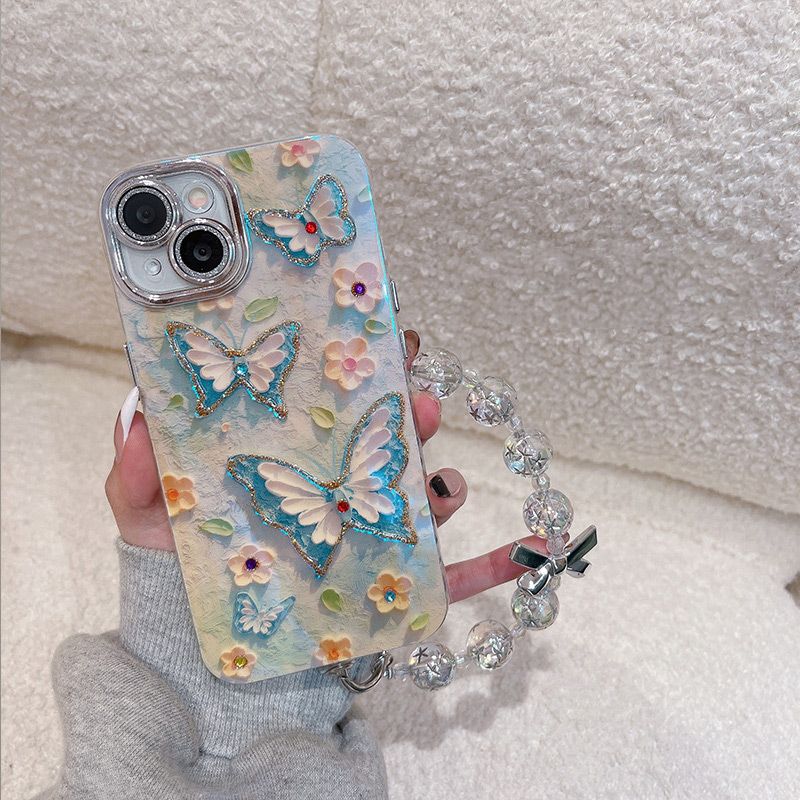 🌼Coque téléphone peinture à l'huile fleur papillon (Pour Iphone)