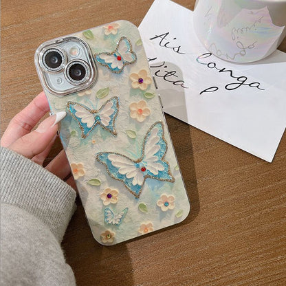 🌼Coque téléphone peinture à l'huile fleur papillon (Pour Iphone)