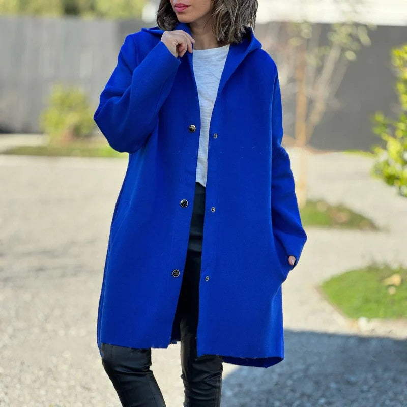 💞Veste à capuche à simple boutonnage de couleur unie pour femme