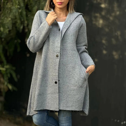 💞Veste à capuche à simple boutonnage de couleur unie pour femme