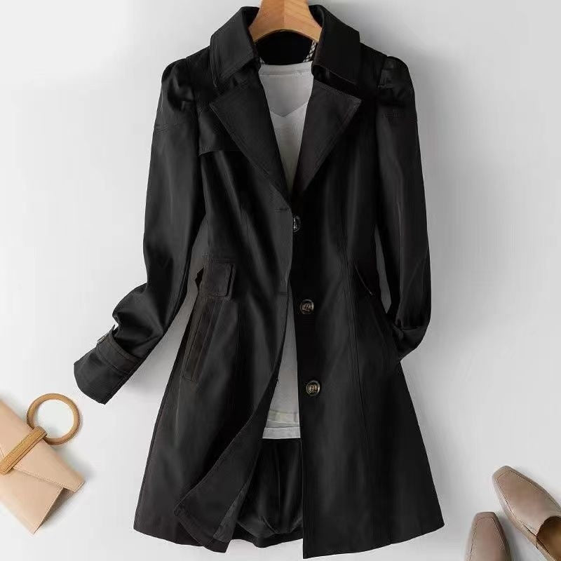 Trench-coat à simple boutonnage avec poches pour femmes