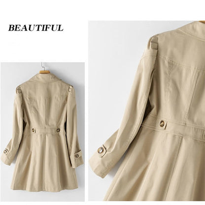 Trench-coat à simple boutonnage avec poches pour femmes