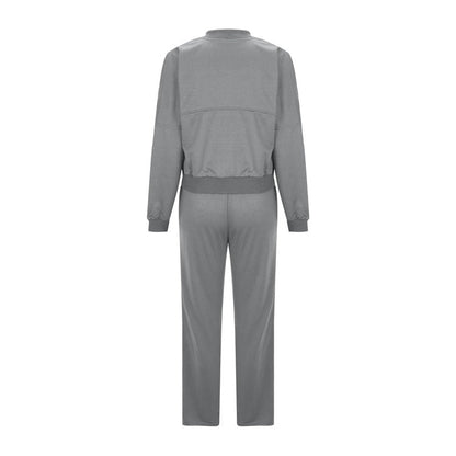 🔥Ensemble Sweatshirt zippé et pantalon droit de couleur unie