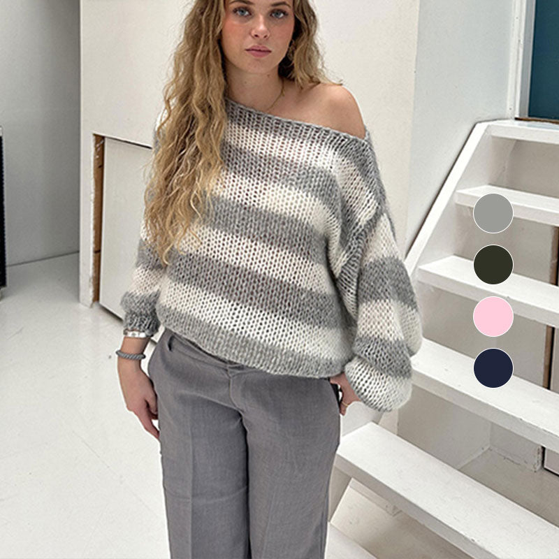 Pull ample et confortable en tricot rayé pour femmes