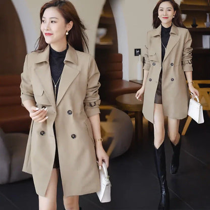 Trench-coat tendance à double boutonnage pour femmes