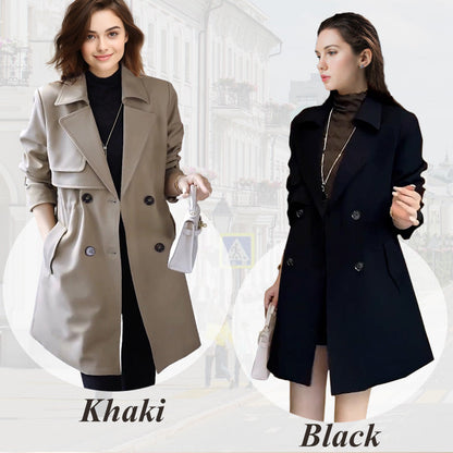 Trench-coat tendance à double boutonnage pour femmes